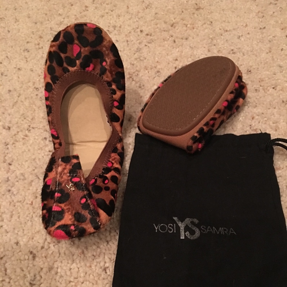 Yosi Samra Foldable Flats *RARE* Leopard w/Pink
